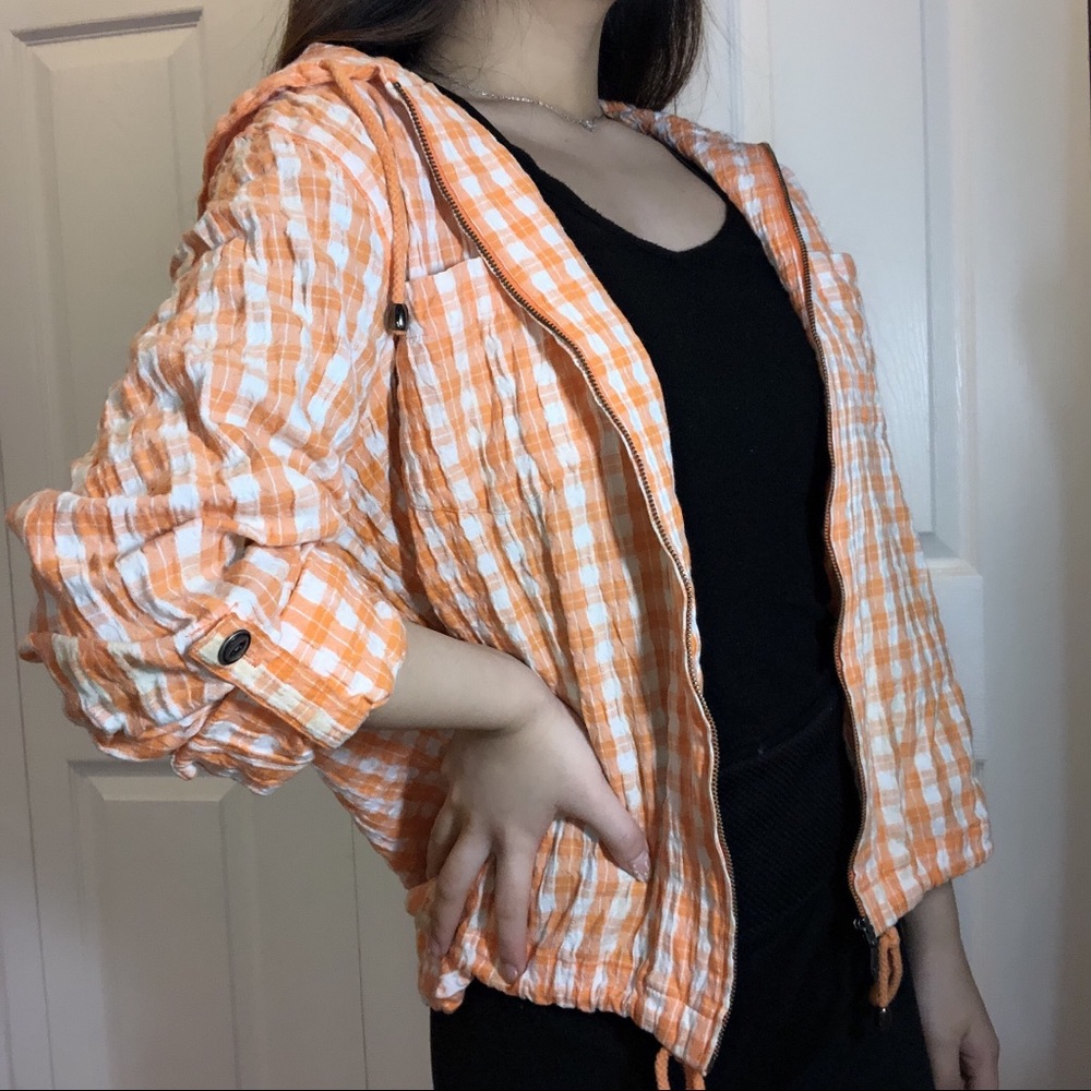 Orange Plaid Flannel Jacket